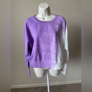 Joy Lab Women’s Purple & White Crew Neck Long Sleeve Cropped Sweatshirt s L